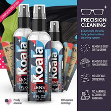 Load image into Gallery viewer, Koala Eyeglass Lens Cleaner Spray Kit | American Made | 18 Ounces + 3 Koala Cloths | Streak and Alcohol Free | Carefully Engineered Glasses Cleaner | Safe for All Lenses