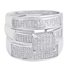 Load image into Gallery viewer, Dazzlingrock Collection 0.65 Carat (ctw) Round White Diamond Mens & Womens Micro Pave Trio Bridal Wedding Set, Sterling Silver