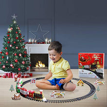 Load image into Gallery viewer, Hot Bee Christmas Toy Train Set, Electric Steam Train Toy w/ Smoke, Lights & Sounds Railway Tracks Kits for Under The Tree Gifts for 3 4 5 6 7 8+ Year Old Boys & Kids