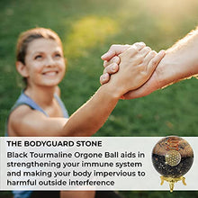 Load image into Gallery viewer, Orgonite Crystal Black Tourmaline Crystal Ball with Stand for Energy Purification and E-Energy Protection – Channels Positive Vibrations for Healing Connection between Body, Mind and Spirit