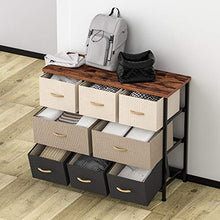 Load image into Gallery viewer, 8 Drawer Dresser Organizer Fabric Storage Chest for Bedroom, Hallway, Entryway, Closets, Nurseries,Furniture Storage Tower Sturdy Steel Frame, Wood Top, Removable Fabric Bins (Cream)