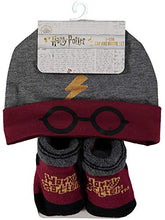 Load image into Gallery viewer, Harry Potter Infant Boys Baby Beanie Hat and Baby Bootie Socks Gift Set 0-12 Months