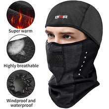 Load image into Gallery viewer, KINGBIKE Balaclava Ski Mask Motorcycle Running Full Face Cover Windproof Waterproof Neoprene With Micro-polar Fleece Masks Black for Men Women Warm Winter Cold Weather Gear Cycling(Lycra+Fleece,black)