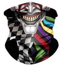 Load image into Gallery viewer, Riding Mask Motorcycle - Scarf Face Mask Bandana - 3D Neck Gaiter Face Cover - Tubular Bandana Cool Face Mask Sun Dust Protection for Cycling, Riding. (Evil Clown Face Mask)