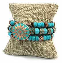 Load image into Gallery viewer, Blue Howlite Turquoise & Copper Southwestern Tribal Jewelry for Men Women Bracelet