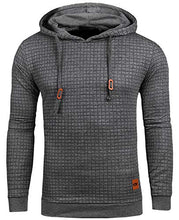 Load image into Gallery viewer, Mens Pullover Hoodie Long Sleeve Hooded Sweatshirt Casual Hoodies Square Pattern Beige M