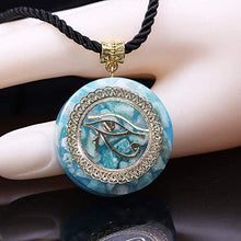 Load image into Gallery viewer, Orgonite Energy Pendant Orgone Amazon Stone Necklace Horus Eye All-Seeing Eyes Devil'S Eye Necklace Amulet Magnetic Jewelry