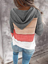 Load image into Gallery viewer, Women's Winter Lightweight Hoodid Color Block Warm Pullover Sweatshirts Fashion Knitted Tops Ladies Clothes