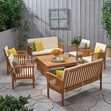 Load image into Gallery viewer, Christopher Knight Home Carolina Acacia Wood Outdoor Sofa Seating 8-Pcs Set in Brown Patina