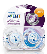 Load image into Gallery viewer, Philips Avent BPA-free Glow in the Dark Night Time Soothers (6-18 Months) 2 Packs of 2