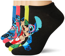 Load image into Gallery viewer, Disney womens Lilo & Stitch 5 Pack No Show Casual Sock, Assorted Bright, Fits Sock Size 9-11 Fits Shoe Size 4-10.5 US