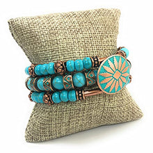 Load image into Gallery viewer, Blue Howlite Turquoise & Copper Southwestern Tribal Jewelry for Men Women Bracelet