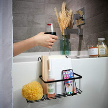Load image into Gallery viewer, iDesign Everett Metal Over the Side Bathtub Caddy Basket for Master, Guest, Kid's Bathroom, 12.08" x 10.2" x 6.64", Matte Black