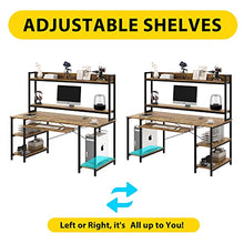 Load image into Gallery viewer, 55 INCH Computer Desk with Keyboard Tray, Industrial Desk with Hutch Storage Shelves Gaming Desk with Monitor Shelf CPU Stand Study Writing Desk for Home Office, Easy to Assemble, Rustic Brown