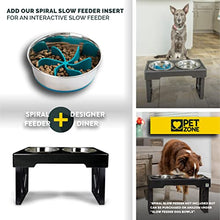Load image into Gallery viewer, Pet Zone Designer Diner Adjustable Elevated Dog Bowls - Adjusts to 3 Heights, 2.75”, 8", & 12'' (Raised Dog Dish with Double Stainless Steel Bowls) Black