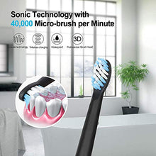 Load image into Gallery viewer, Sonic Electric Toothbrush for Adults, 6 Dupont Brush Heads, 3 Modes, 2-Minute Built-in Timer, Recommended by Dentist, Waterproof, USB inductive Charging, Delicate and Small, Black