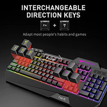 Load image into Gallery viewer, havit Wired Gaming Keyboard Mouse Combo LED Rainbow Backlit Gaming Keyboard RGB Gaming Mouse Ergonomic Wrist Rest 104 Keys Keyboard Mouse 4800 DPI for Windows & Mac PC Gamers (Black)