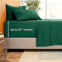Load image into Gallery viewer, Extra Deep Pocket Sheets - Bamboo Blend 5-Piece 21” Bed Sheet Set – Bamboo and Microfiber Blend – Extra Deep Bed Sheet – Ultra Deep Sheets for Deep Pockets Mattress - Split Cal King - Hunter Green