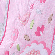 Load image into Gallery viewer, Wowelife Flower Crib Bedding Set Pink Birds Playing 7 Piece Baby Crib Sets with 4 Bumper Pads(Pink-7 Piece)