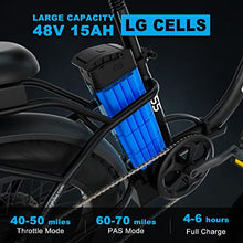 Load image into Gallery viewer, GESHENG 750W Folding Electric Bike Adults【Upgraded LG Battery】 48V 15AH Fat Tire Ebike 31MPH, 20" x4.0"Step-Thru Electric Bicycle S5 for Men & Women All Terrain Riding, Front Carrier As Gift