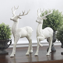 Load image into Gallery viewer, Set of 2 Holiday Reindeer Figures: 12.5 Inches Glitter Reindeer Decor by RAZ Imports (Silver)