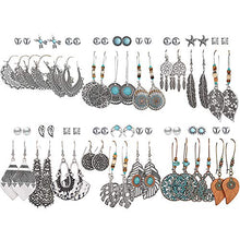 Load image into Gallery viewer, 36 Pairs Fashion Vintage Drop Dangle Earrings Set for Women/Girls Bohemian Earrings with Hollow Leaf Waterdrop Jewelry for Birthday/Party/Christmas Gifts