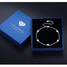 Load image into Gallery viewer, Moonstone Bracelets 925 Sterling Silver Rainbow Round Moonstone Girl Bracelet Moonstone Jewellery for Women