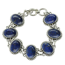Load image into Gallery viewer, NOVICA Lapis Lazuli .925 Sterling Silver Link Bracelet, 7.75", Heavenly Love'
