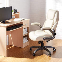 Load image into Gallery viewer, AmazonCommercial Ergonomic High-Back Bonded Leather Executive Chair with Flip-Up Arms and Lumbar Support, Cream