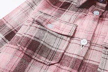 Load image into Gallery viewer, Little Girls Long-Sleeve Flannel Shirt Casual Button Up Buffalo Plaid Long Shirts, Long-Pink Plaid, 5-6 Years = Tag 130