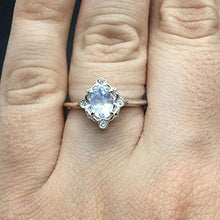 Load image into Gallery viewer, Moonstone Engagement Ring - .925 Sterling Silver Victorian Moonstone Engagement Ring - Vintage Inspired Moonstone Ring - Rainbow Moonstone Ring