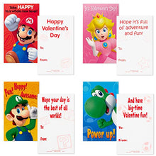 Load image into Gallery viewer, Hallmark Valentines Day Cards for Kids and Mailbox for Classroom Exchange, Super Mario Bros (1 Box, 32 Valentine Cards, 35 Stickers, 1 Teacher Card)