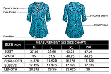 Load image into Gallery viewer, BEPEI 3/4 Sleeve Shirts for Women,Juniors V Neck Work Dressy Blouses Top Business Casual Tunics Floral Print Classical Outfit Aqua Beige XL