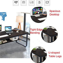 Load image into Gallery viewer, Haluoo 55" X 28" Computer Desk with Storage Shelf Modern Student Writing Desk Pc Laptop Holder Desk Study Reading Table Game Workstation for Home Office Study Room (Black)