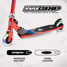 Load image into Gallery viewer, Mongoose Trace Youth/Adult Kick Scooter Folding and Non-Folding Design, Regular, Lighted, and Air Filled Wheels, Multiple Colors, Red/Blue, 100mm Wheels