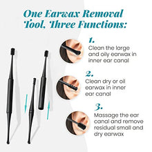 Load image into Gallery viewer, WAXIWAY Q-Grips Ear Wax Remover Kit | 3-in-1 Ear Cleaner + Silicone Ear Wax Removal Tool w/ 16 Replacement Ear Cleaner Spiral Tips | Reusable Q Grip Earwax Removal Kit Safe for Adults, Kids & Toddlers