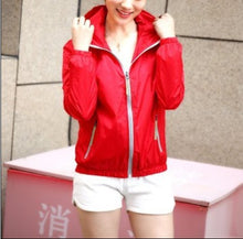 Load image into Gallery viewer, Lasher Womens Lightweight Windbreaker UV Protect Coat Hooded Zip Up Sport Jacket Red US L(12-14)/Tag XL
