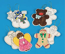 Load image into Gallery viewer, S&S Worldwide Unfinished Wooden Christmas Ornament Assortment, Pk48