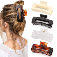 Load image into Gallery viewer, Canitor 4.1 Inche Large Hair Claw Clips 4 PCS, Hair Clips for Thick Hair Acrylic Banana Claw Clips Non-slip Hair Clip Rectangular Jaw Clips Big Hair Clips Gifts for Women