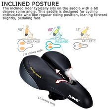 Load image into Gallery viewer, Comfortable Men Women Bike Seat - DAWAY C66 Foam Padded Leather Road Mountain Bicycle Saddle Cushion with Taillight, Waterproof, Soft, Breathable, Fit MTB, Most Bikes, for Everyone