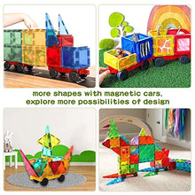 Load image into Gallery viewer, Magnetic Tiles with 2 Cars, Building Blocks Magnets Toys for Kids Toddlers, Educational Toys for 3+, STEM Preschool Learning Toys & Gifts for Kids Ages 3 4 5 6 Year Old Boys Girls