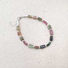 Load image into Gallery viewer, Green Tourmaline Bracelet for women Pink Round Beads Sterling Silver October Birthstone Jewelry