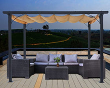 Load image into Gallery viewer, ABCCANOPY 10 x 10 Steel Retractable Pergola Gazebo, Weather-Resistant Rip-Lock Canopy for Your Patio Garden Yard, Khaki