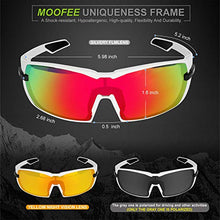 Load image into Gallery viewer, Moofee Polarized Sports Sunglasses with Rotatable Legs and 3 interchangeable Lenses Outdoor Glasses for Men Women TR90 Unbreakable UV Protection Running Driving Fishing Cycling Glasses (White-Red)