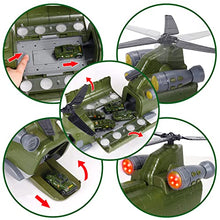 Load image into Gallery viewer, JOYIN Military Transport Cargo Airplane Car Toy Play Set Including Friction Powered Helicopter with Light, 6 Die-Cast Military Cars & 12 Army Men Figures for Over 3 Years Old Boys and Girls