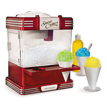 Load image into Gallery viewer, Nostalgia RSM602 Countertop Snow Cone Maker Makes 20 Icy Treats, Includes 2 Reusable Plastic Cups & Ice Scoop, Retro Red