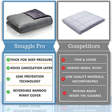 Load image into Gallery viewer, Snuggle Pro Premium Weighted Blanket Kids Set, 7lbs (41"x60", Gray), Breathable, Washable, Hypoallergenic & Heavy | Reversible Cooling Bamboo & Minky Dot Sensory Duvet Cover + Extra Gift