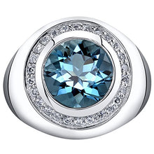 Load image into Gallery viewer, Mens 5.50 Carats London Blue Topaz Signet Ring Sterling Silver Size 10