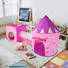 Load image into Gallery viewer, Gift for Girls, Princess Tent with Tunnel, Kids Castle Playhouse & Princess Dress up Pop Up Play Tent Set, Toddlers Toy Birthday Gift Present for Age 3 4 5 6 7 Years, Glow in The Dark Stars, Indoor