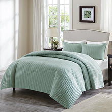 Load image into Gallery viewer, Comfort Spaces Kienna Quilt Set-Luxury Double Sided Stitching Design All Season, Lightweight, Coverlet Bedspread Bedding, Matching Shams, Full/Queen(90"x90"), Seafoam